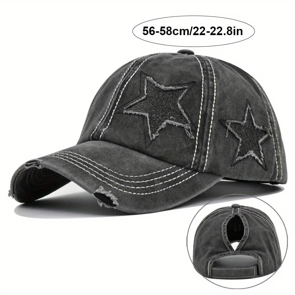 Gorra de béisbol desgastada para hombre y mujer, gorro con cola de caballo, Flash Star, a la moda, para el sol, ciclismo al aire libre, viajes, Hikin