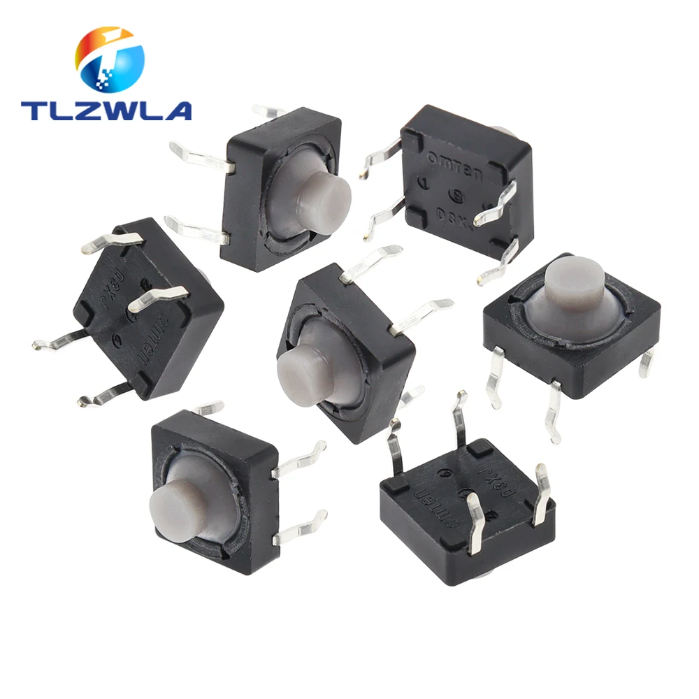 100 sztuk/partia 8x8x5MM 4 piny przewodzący silikon bezdźwięczny dotykowy takt Push Button mikroprzełącznik samoresetujący