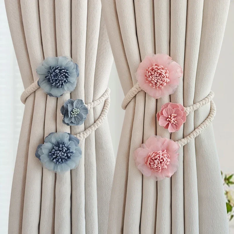 2pcs Flowers Shaped Curtain Storage Buckle High End Simple and Bendable Strap Bedroom Living Room Gauze Curtains Accessories