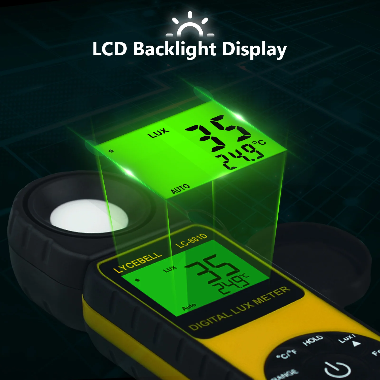 HP-881D Digital Illuminance Light Meter, 0.01~400,000 Lux Foot Candles Luxmeter with 270º Rotated Sensor Light Tester