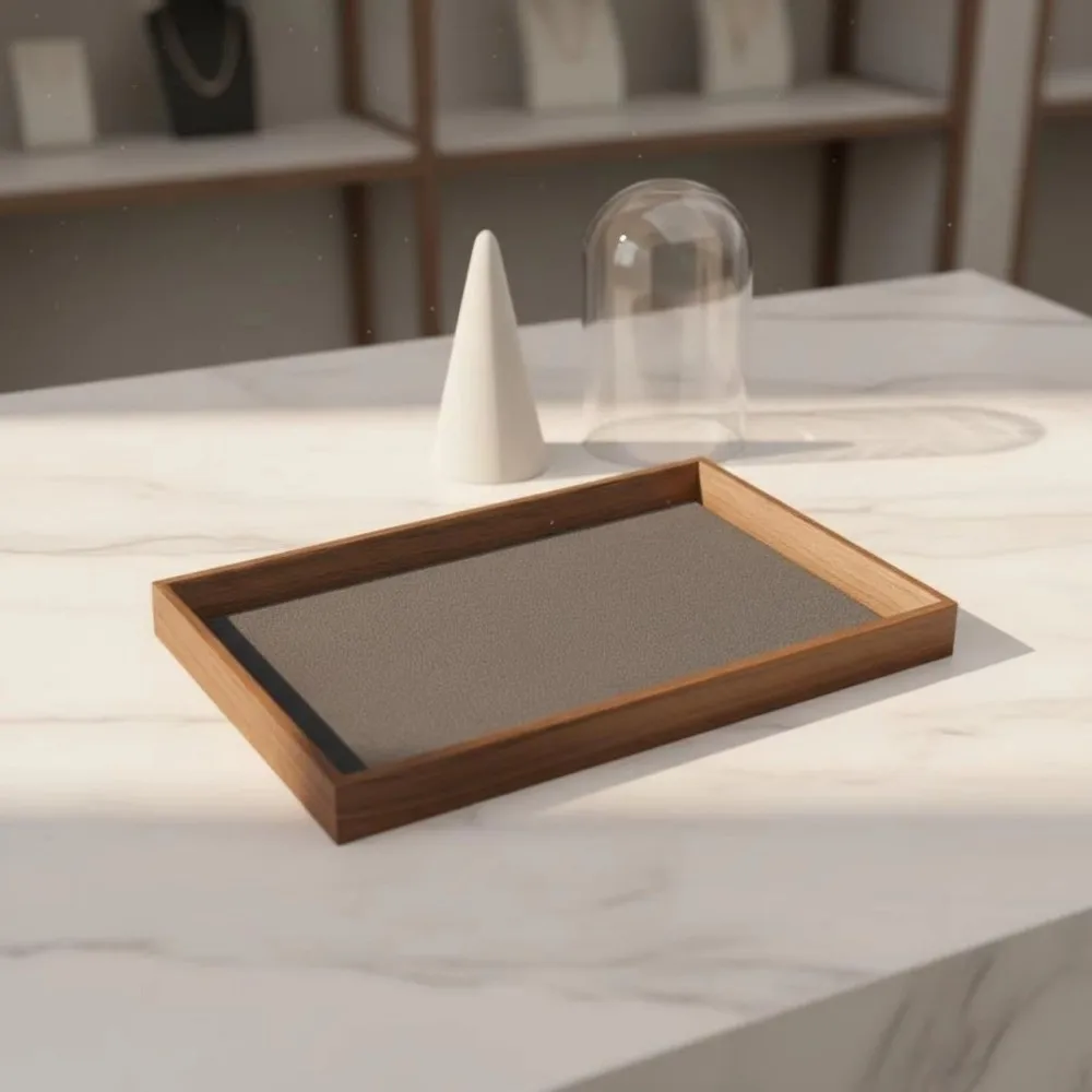 Retro Black Walnut Display Tray Minimalist Design Wooden Jewelry Tray Sturdy and Stable Wood Grain Platter For Dressing Table