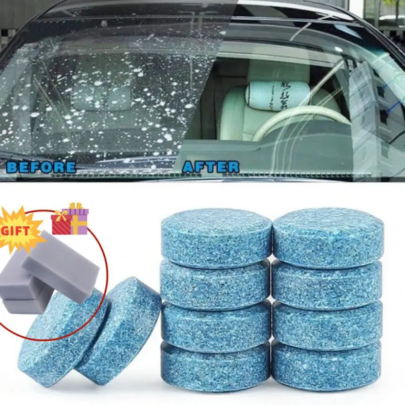 [Free Sponge Wipe] Solid Cleaner Car Windscreen Wiper Effervescent Tablets Glass Toilet Cleaning Car Accessories Accesorios