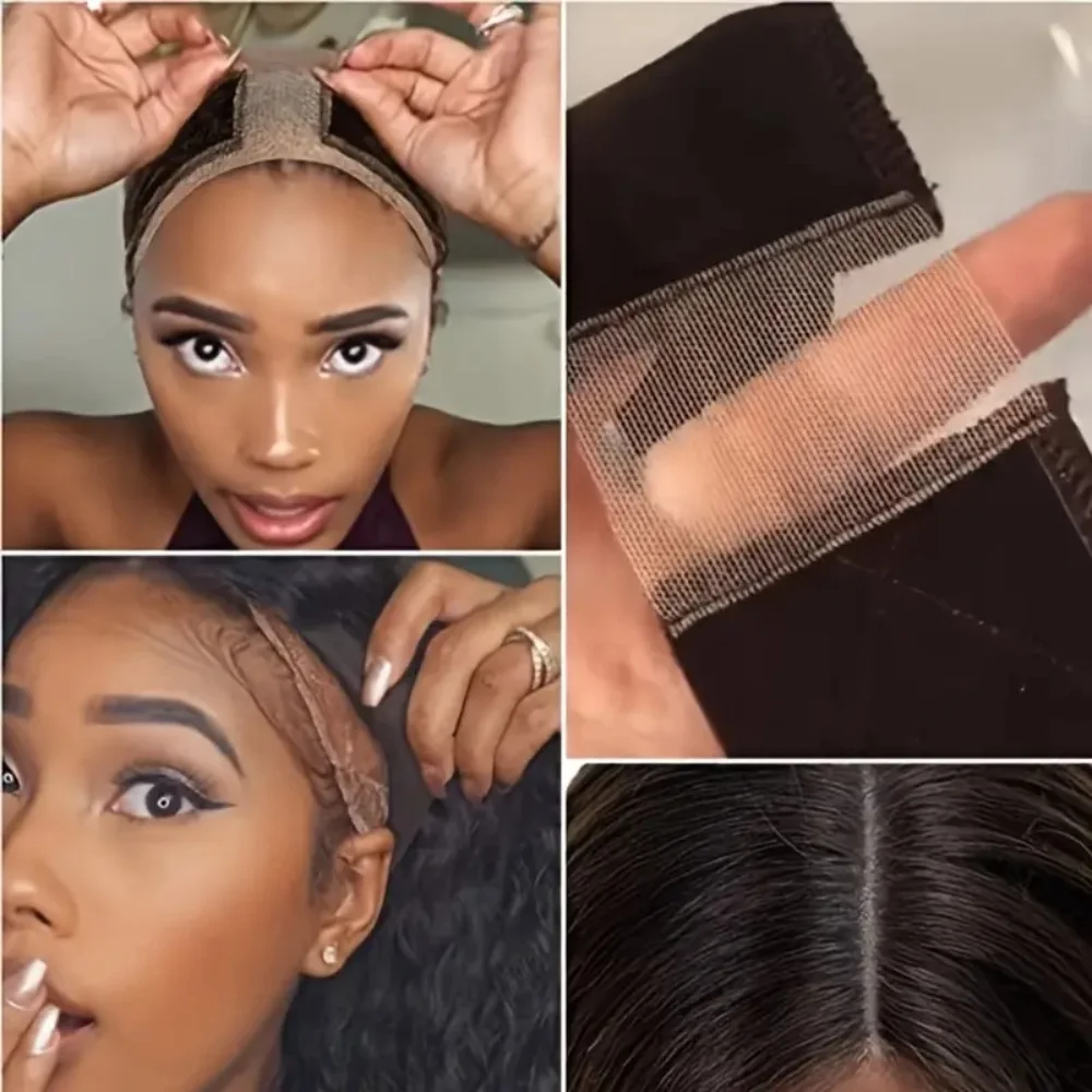 2pcs Non-Slip Velvet Wig Grip Band With Adjustable Headband And Transparent Lace Securely Holds Wigs And Head Scarves In Place