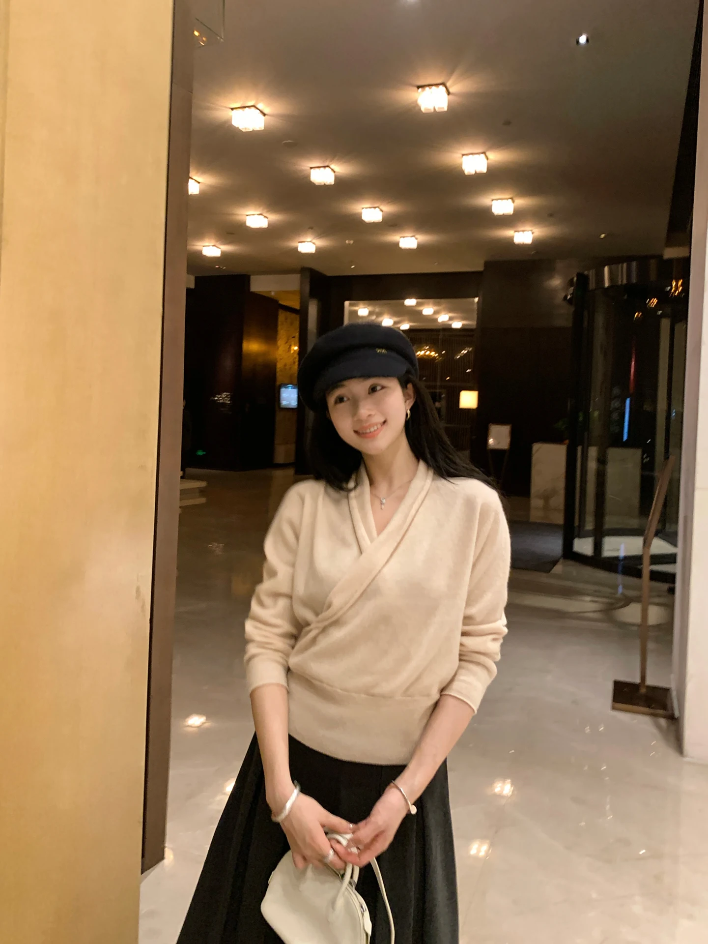 

Женский свитер с перекрестным вырезом из 100% шерсти, с эффектом утяжки талии, осенне-зимний, для ношения под одеждой, повседневный, комфортный, теплый, утолщенный, длинный рукав