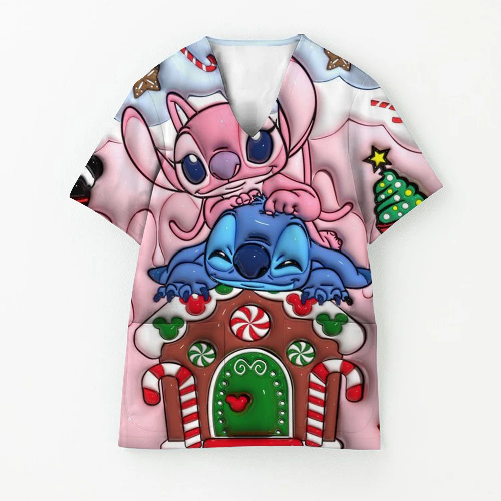 Venta de liquidación Disney Stitch colección navideña Doctor enfermera Scrubs Tops veterinario clínico ropa de trabajo uniforme exfoliante clínico ﻿
