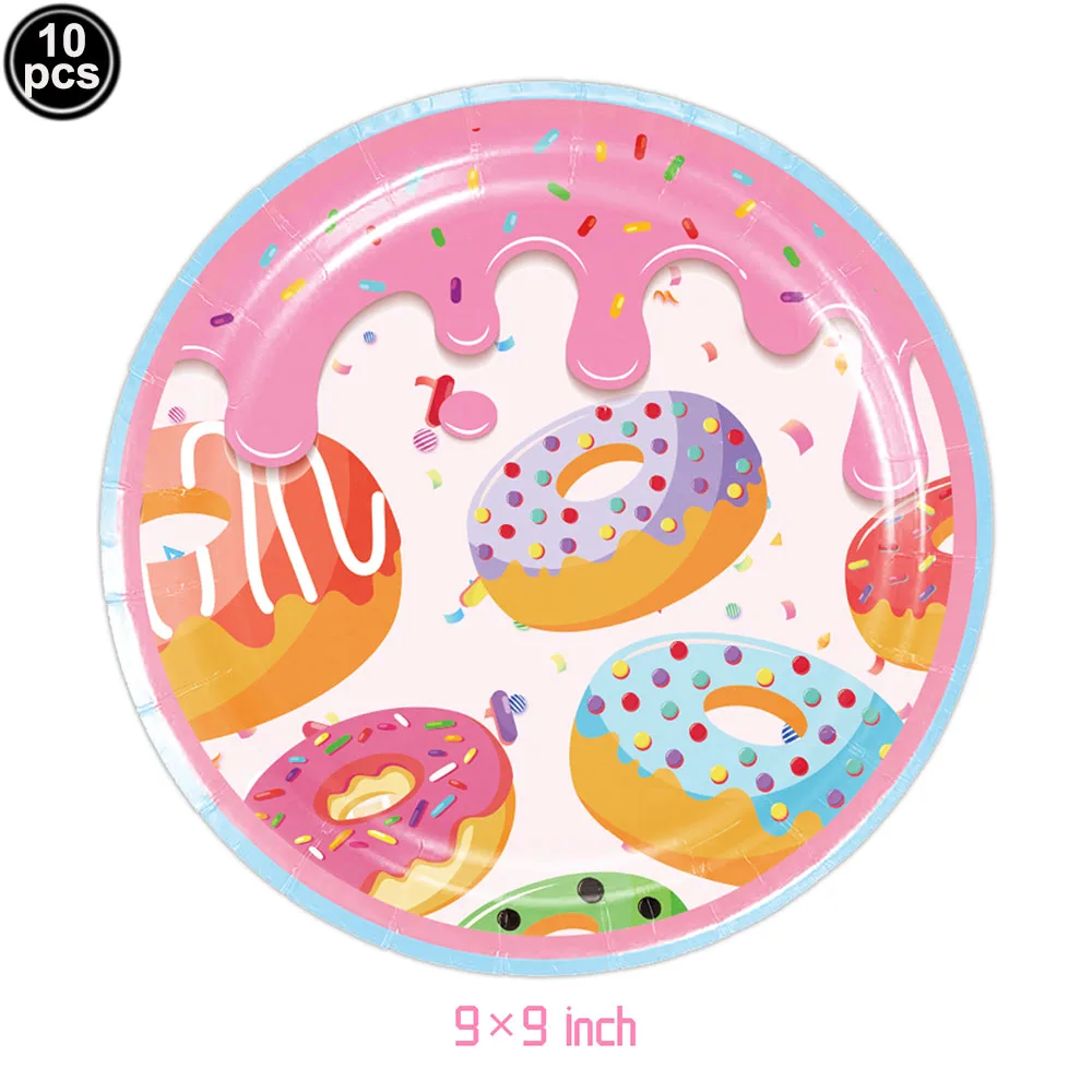 2. Geburtstagsdekorationen für Mädchen, zwei süße Geburtstagsparty-Dekorationen, Banner, Luftballons, Einweggeschirr, Donuts, Mottoparty-Zubehör – Detail 3