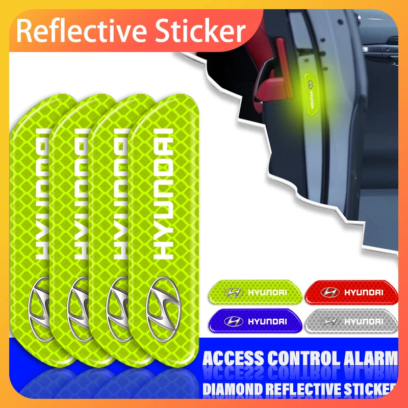 

4pcs Car Door Reflective Strips security Warning Stickers For Hyundai Tucson Solaris I30 Creta Ix35 I40 Veloster Santafe