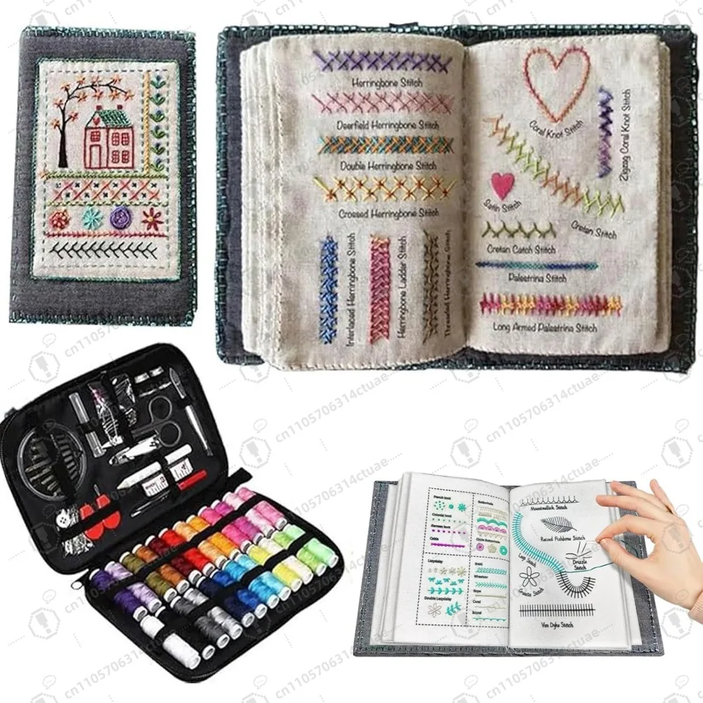 

2026 New Embroidery Stitch Book Kit with Full Toolkit & Video Tutorial, Portable Learning Guide for Beginners and Craft Lovers