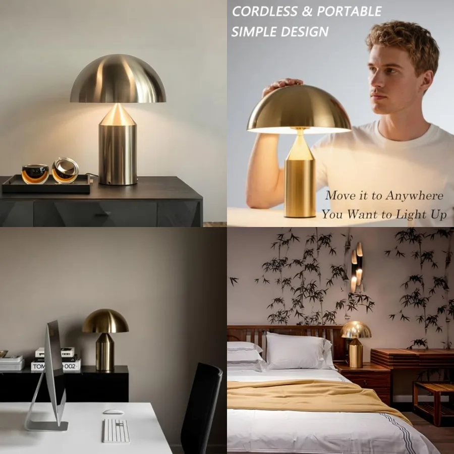 

Cordless Table Lamp, Battery Night Light, Wireless Touch Nightstand Lamp, Mid Century Modern Table Lights for Living Room Bedro