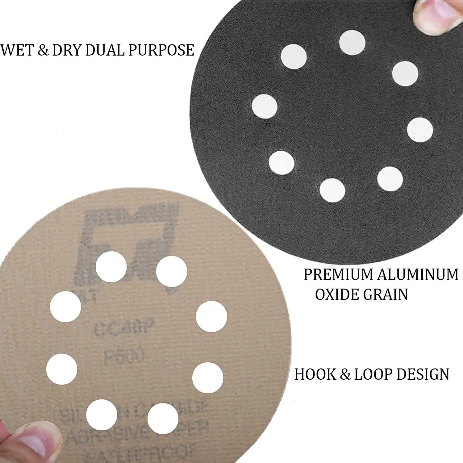 90 Pieces 5 Inch Sanding Discs Wet Dry Hook and Loop 240-3000 Grit 8 Holes Orbital Sander Paper 125mm Car Flocking Sandpaper