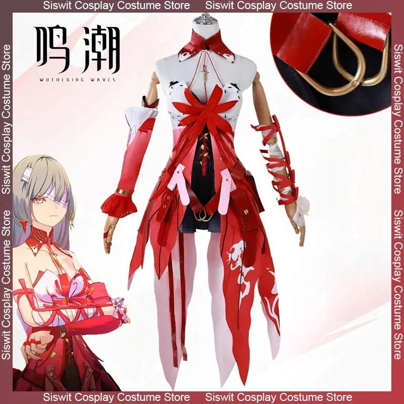 

Game wuthering waves phrolova cosplay costume red sexy uniforms lolita dress full set anime Carnival party girls suits