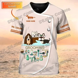 PLstar Cosmos Personalized Name Dog Groomer Pattern Grooming Salon 3D Printed Mens t shirt Summer Unisex Casual Tee Shirt DW233