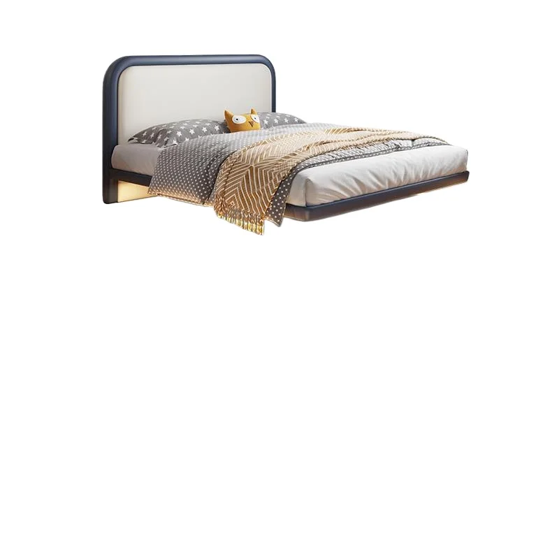 

Simple suspended bed, creative 1.5m bed, oil wind Napa leather room, Nordic