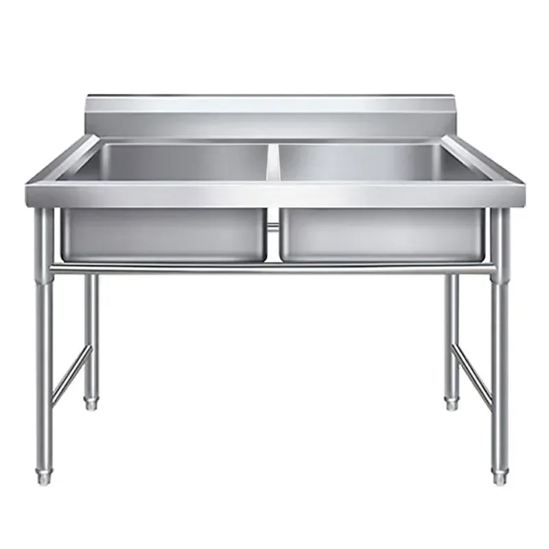 304 single and double pool sinks, thickened stainless steel single and double three-platform household