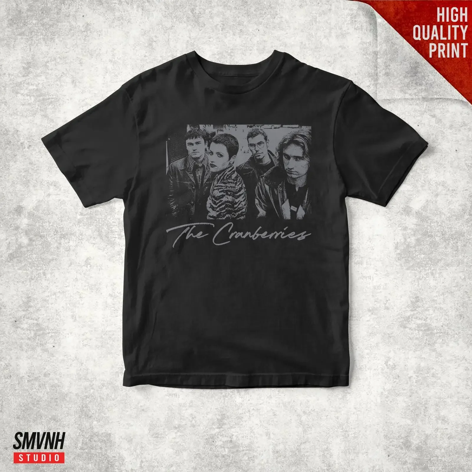 The Cranberries Greyscale Retro t shirt vintage Washed designer clothes fashion Casual Versatile Slightly Comfortable