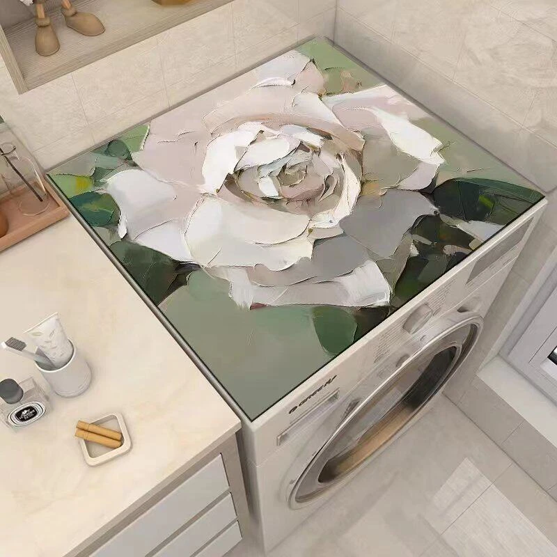 VIKAMA Vintage Rose & Abstract Botanical Laundry Room Mat, Machine Washable Non-Slip, Decor for Laundry Room Bathroom Study Room