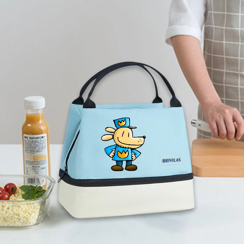 

Dogs Mans Insulated Lunch Box Bag Cute Cartoon Hand-held Double-layer Food Container Aluminum Foil Rice Handbags Birthday Gifts