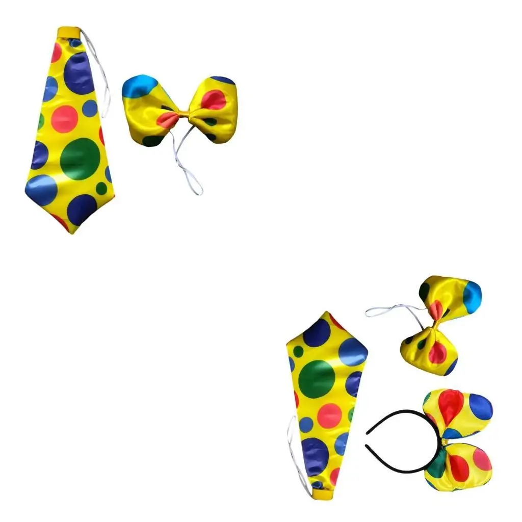 

652F Dot Print Clown Tie/Necktie/Hairband for Woman Men Halloween Adult Teens Carnivals Party Taking Photo Supplies