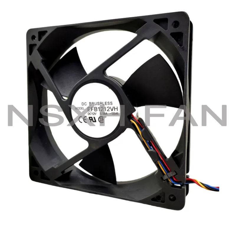 Caso ventilador de refrigeração, 4 fios, EFB1212VH, 12025, 12V, 0.58A, 12 centímetros