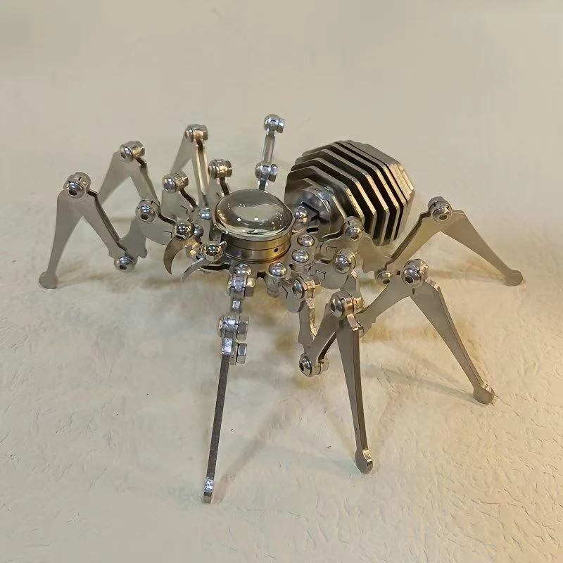 Steampunk Mechanical Time Spider Finished Product Stainless Steel Static Insect Desktop Ornament Unique Gift for Adult Collector