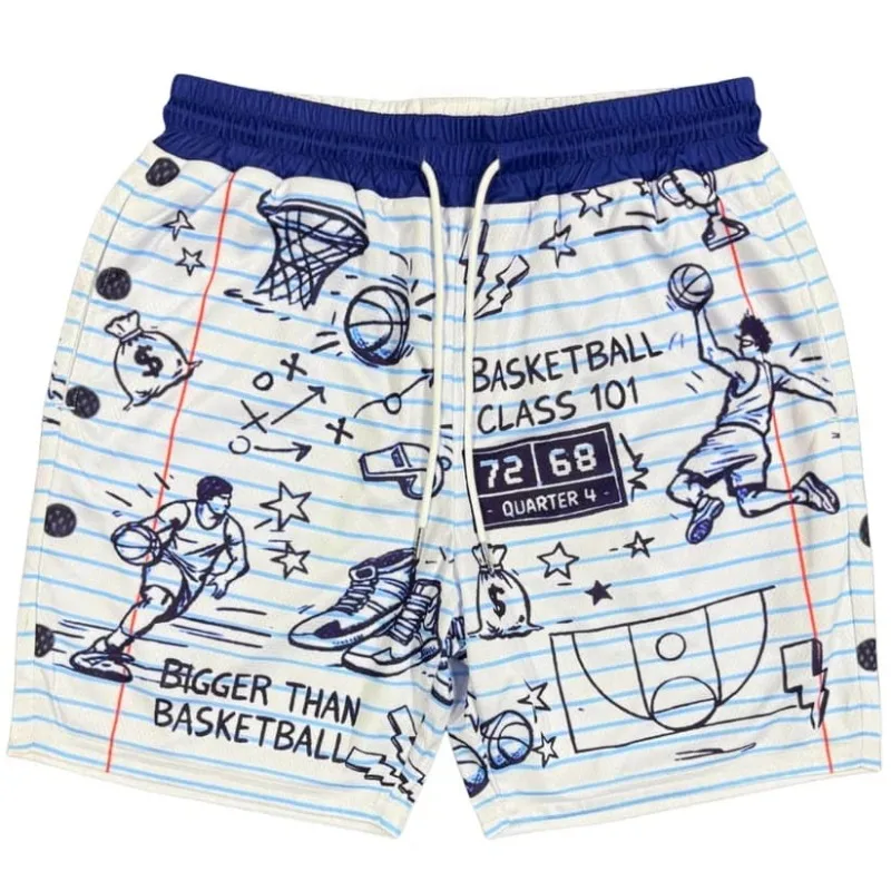 2026New Notebook Style Hand-drawn Graffiti Basketball All-over Print Mesh Shorts Unisex Sports and Casual Shorts Family Matching