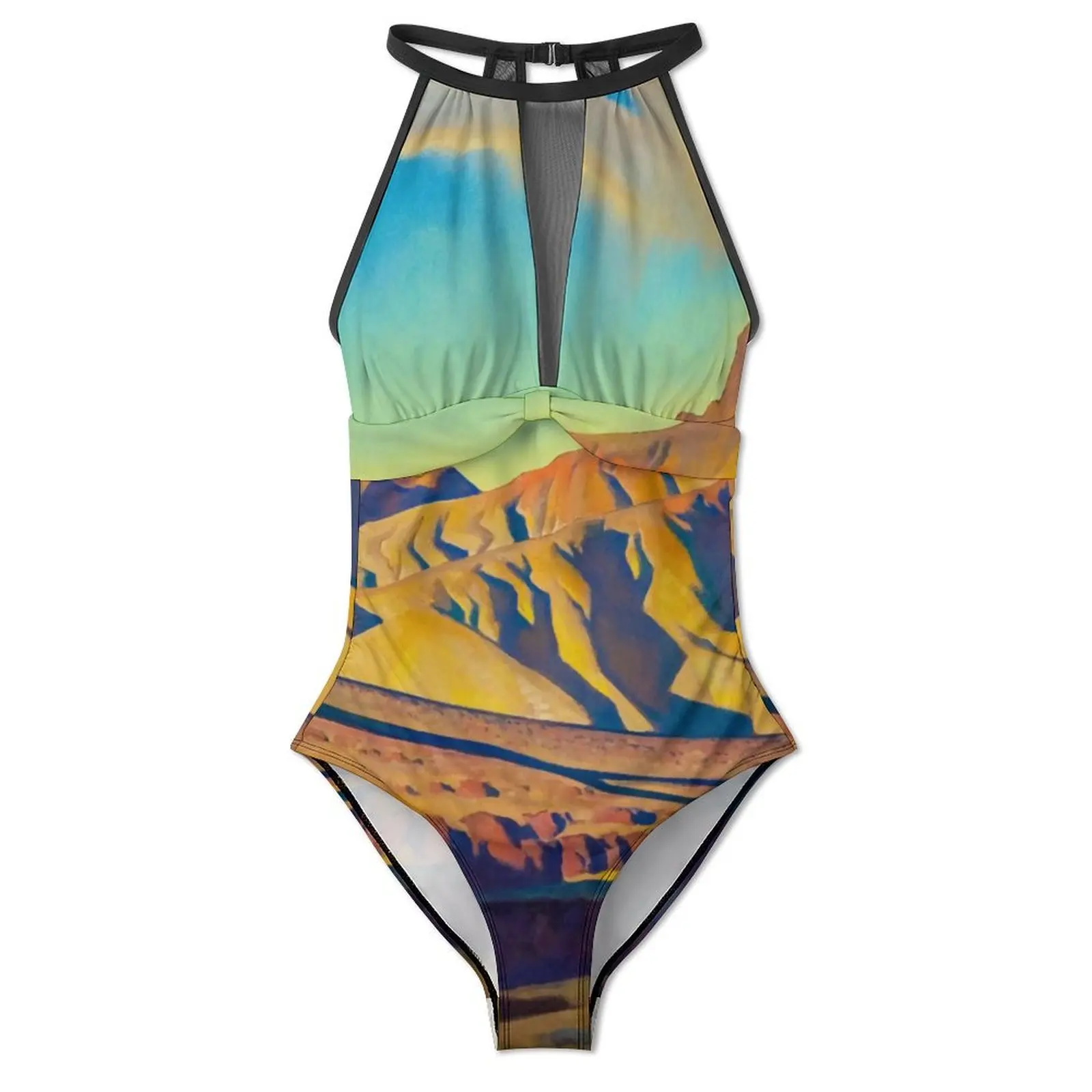 Mountain Range Swimsuit Sexy Desert Art Print One Piece Swimwear Push Up Swimsuits Aesthetic Vacation Bath Beach Wear