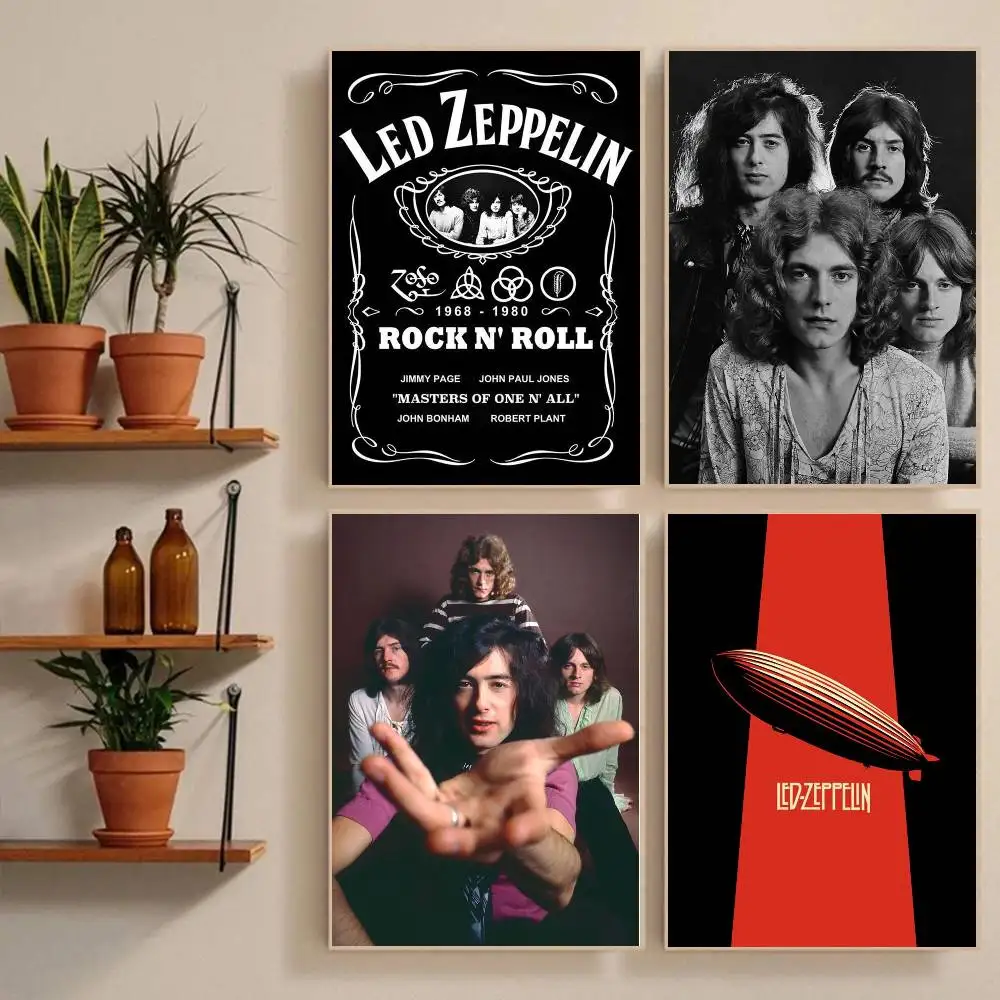 1pc Band L-Led Z-Zeppelin Poster Sticker Print Waterproof Wall Art For Living Room Bedroom Home Decor