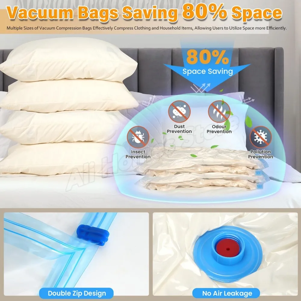 6pcs Reusable Vacuum Bag and Pump Cover for Clothes Storing Large Compression Empty Bag Travel Accessories Storage Container - Image 4