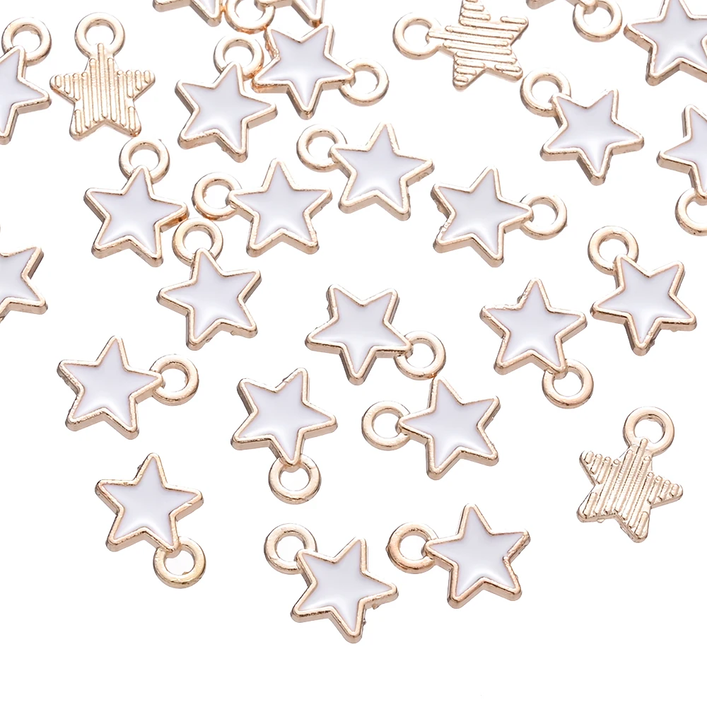 10/50pcs Multicolor Alloy Enamel Star Charms for DIY Jewellery