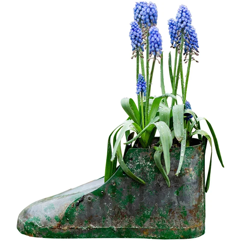 Iron Boots Flowerpots Creative Vintage Floral Decorations Green Shape Boot Metal Flower Pot Outdoor Courtyard Garden Decoration