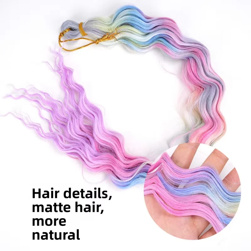 ウェーブ編み込みヘアエクステ、ウォーターシンセティッククロシェ編み込みヘア、グラデーションカラー、24インチ、ディープウェーブ