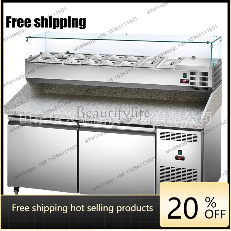 LS Pizza Fresh-keeping Cabinet Air-cooled Salad Table Fruit Fishing Pizza Refrigerated Workbench Freezer Display