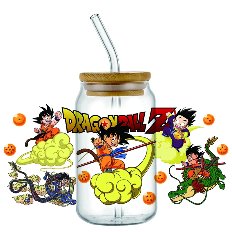 Hotsale Dragon Ball Super Popular Anime 16oz UV DTF 3D Transfer Cartoon Sticker Wrap Decals For Glass Can Cup Craft DIY Creative