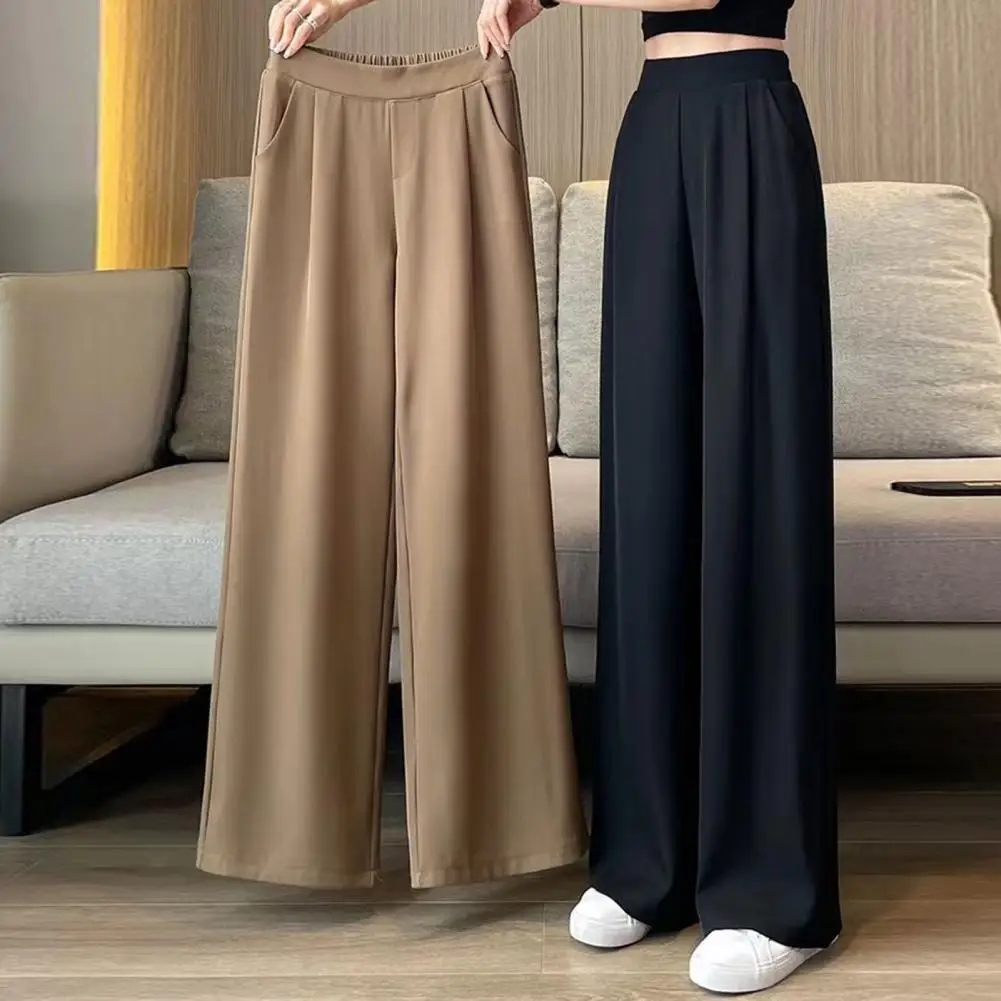 

Suit Pants Relaxed Fit Women's Wide Leg Pants High Waist Straight Leg Trousers with Pockets for Office Wear Summer Work Attire