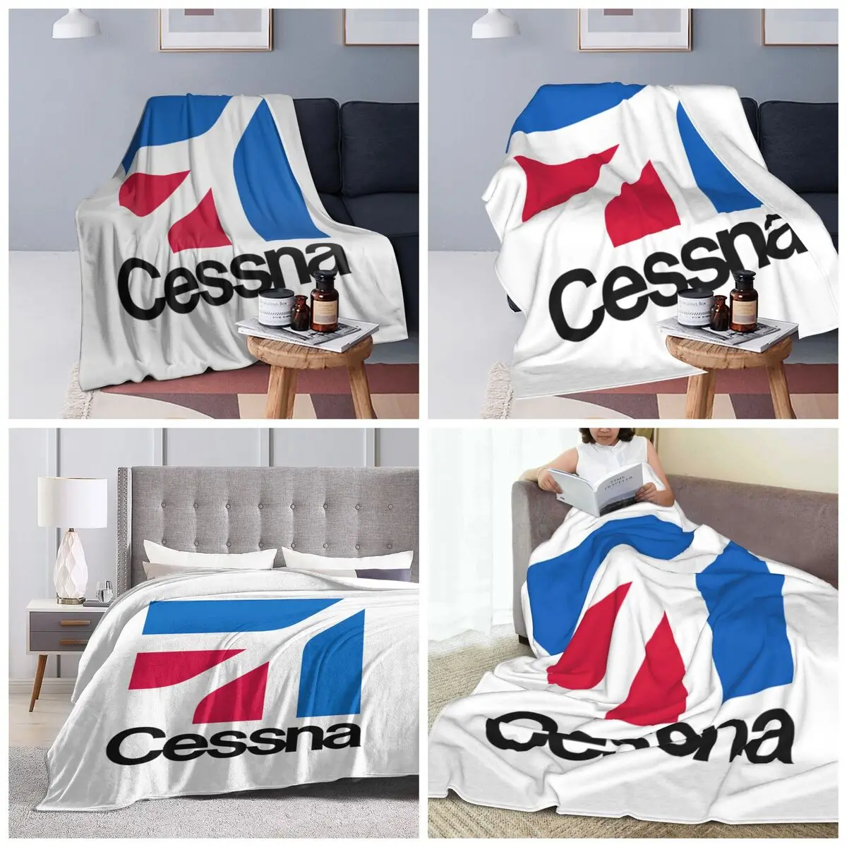 Cessna Logo Blanket Soft Warm Flannel Throw Blanket Bedspread for Bed Travel Home Couch