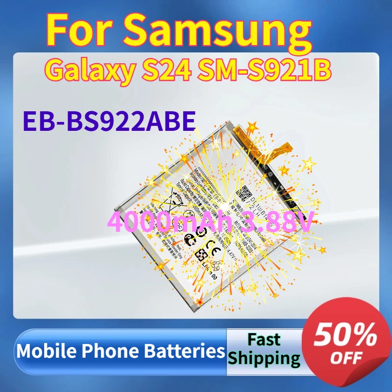 4000mAh 3.88V EB-BS922ABE Mobile Phone Batteries Accessories for Samsung Galaxy S24 SM-S921B Replacement Lithium-ion Battery