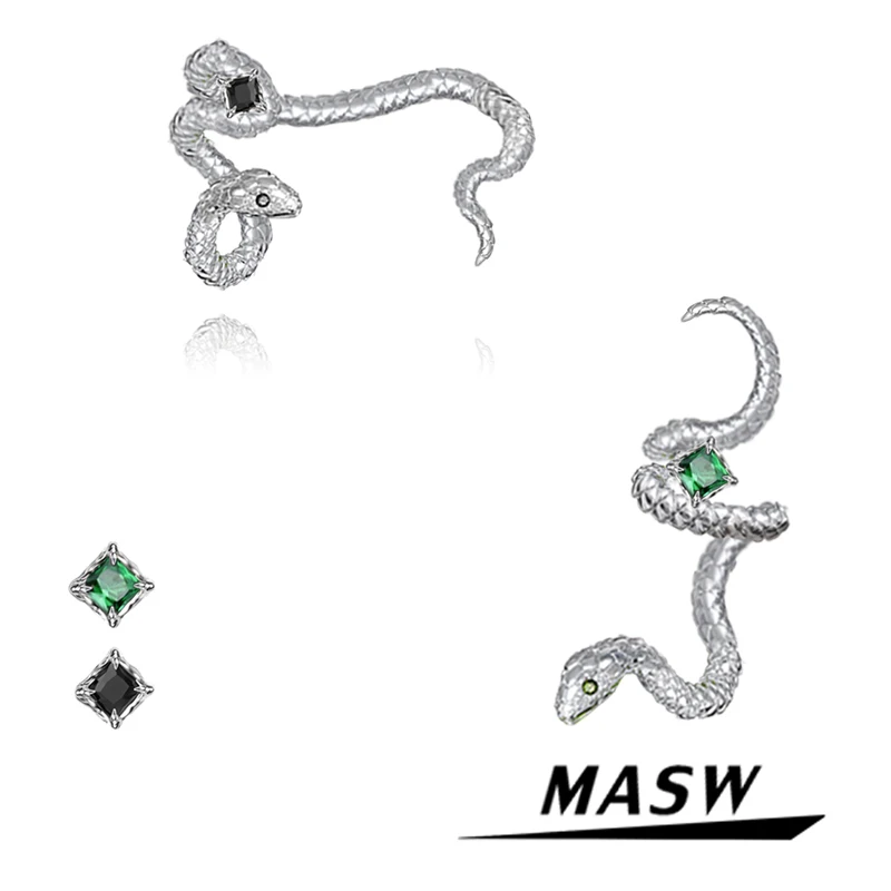 

MASW Personality Snake Earrings For Women Jewelry 1 PC Cool Original Design High Quality Brass Earcuff Earrings No Piercing