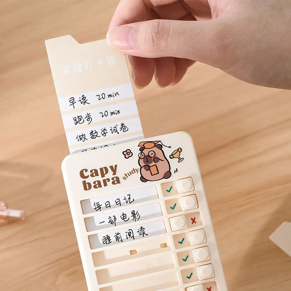 Capybara Good Habit Punch Card การ์ตูนที่ถอดออกได้ Daily Task Planning Board รายการตรวจสอบงานที่มีประสิทธิภาพ