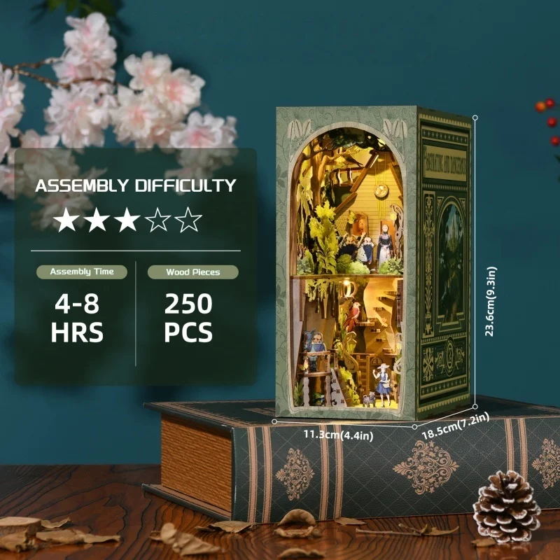 زاوية كتاب كوخ أوز السحرية، مجموعة ألغاز خشبية ثلاثية الأبعاد يمكنك صنعها بنفسك، هدية تحمل عنوان الأدب الخيالي لهواة الجمع #6