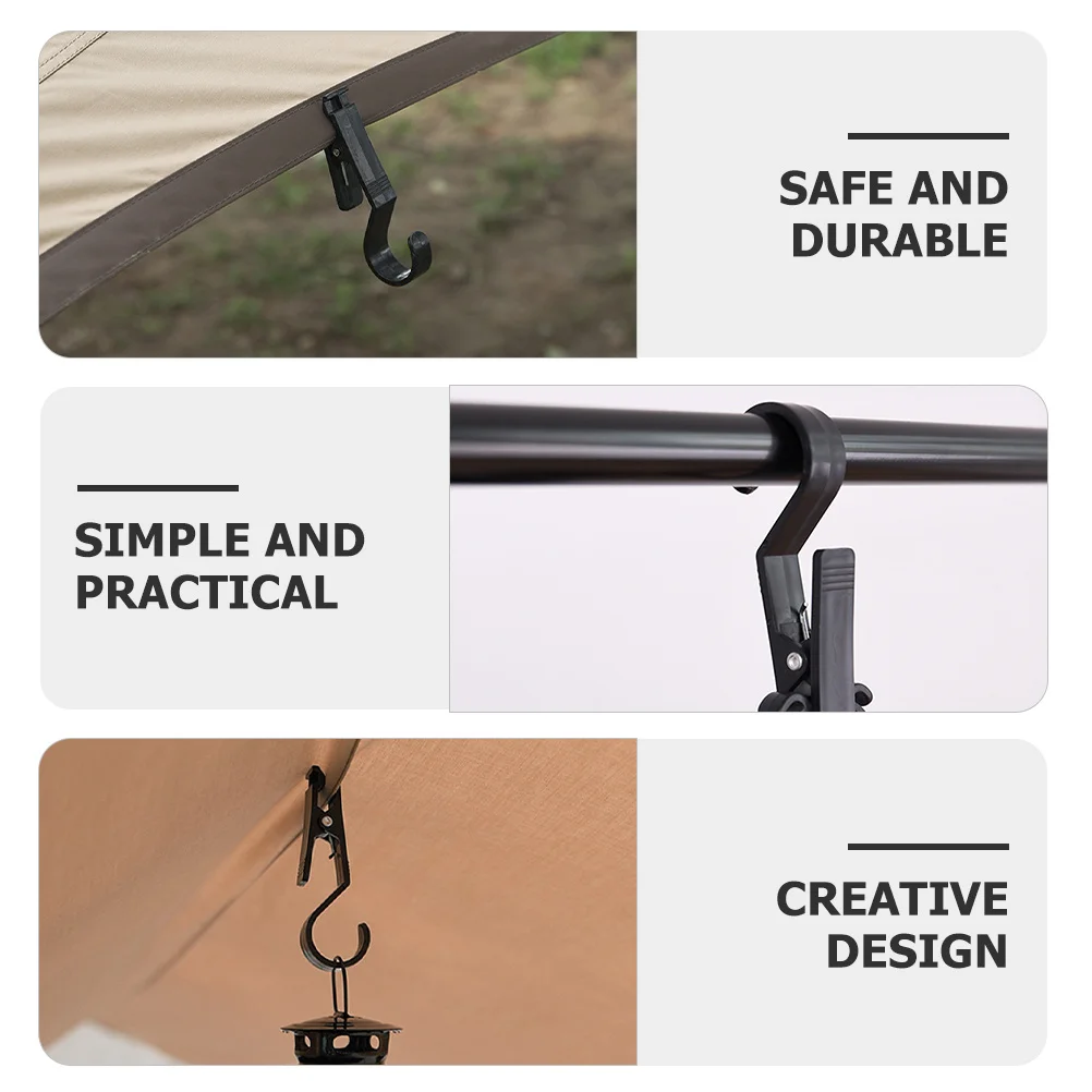 

4pcs Tent Clips Plastic Tarp Clamps For Outdoor Camping Canopy Wind Rope Fixing Multi-Function Hanging Hook Clips Durable Tent