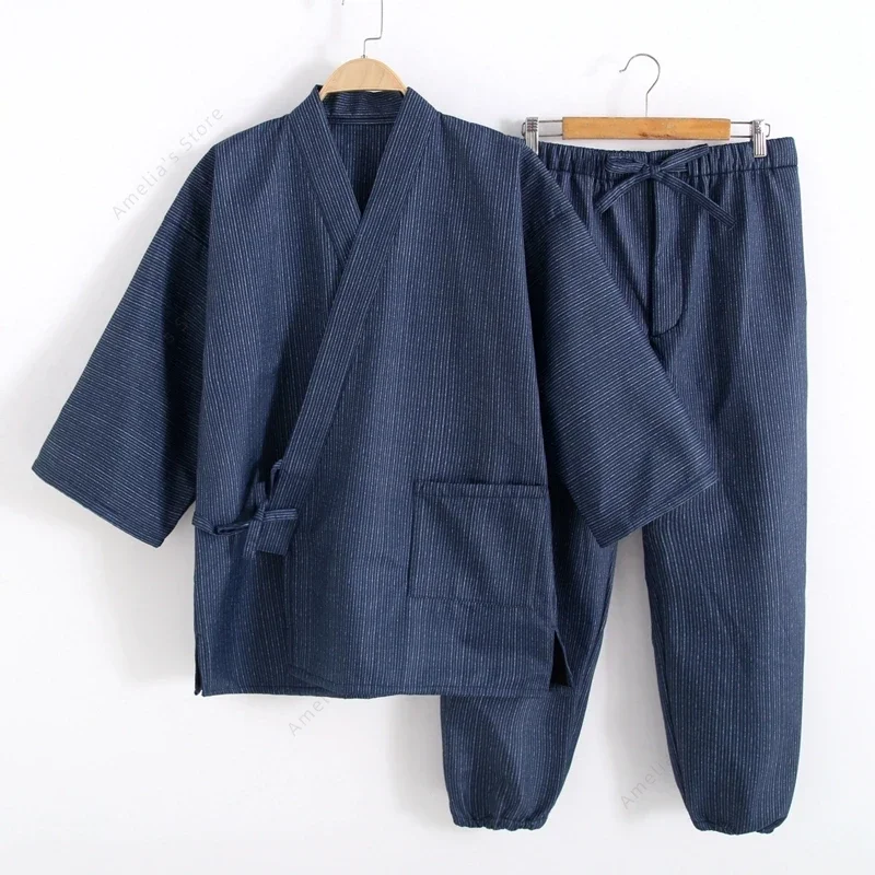 Samue pakaian kerja tradisional Jepang 2 potong set jaket celana biksu Buddha biarawati Zen pakaian kerja berkebun lanskap