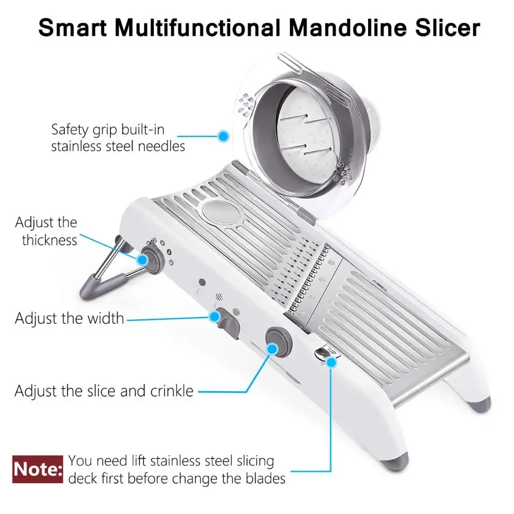 Adjustable Stainless Steel Mandoline Slicer, Vegetable Julienner, Grater, Onion, Potato Slicer, Cutter, 18 Types, KC0326