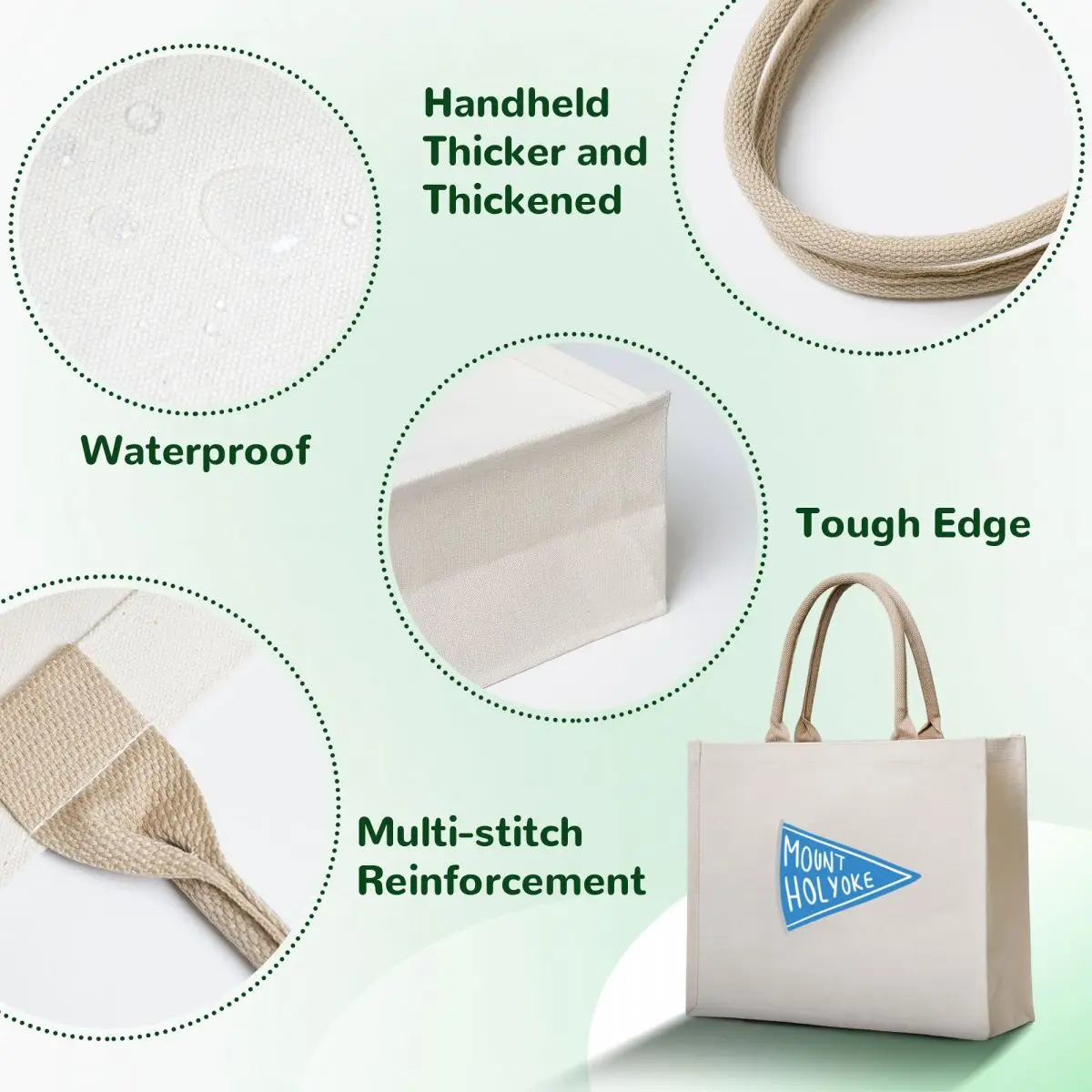 Mount Holyoke Tote Bag woman shopping bag free delivery bags tote bag custom custom tote