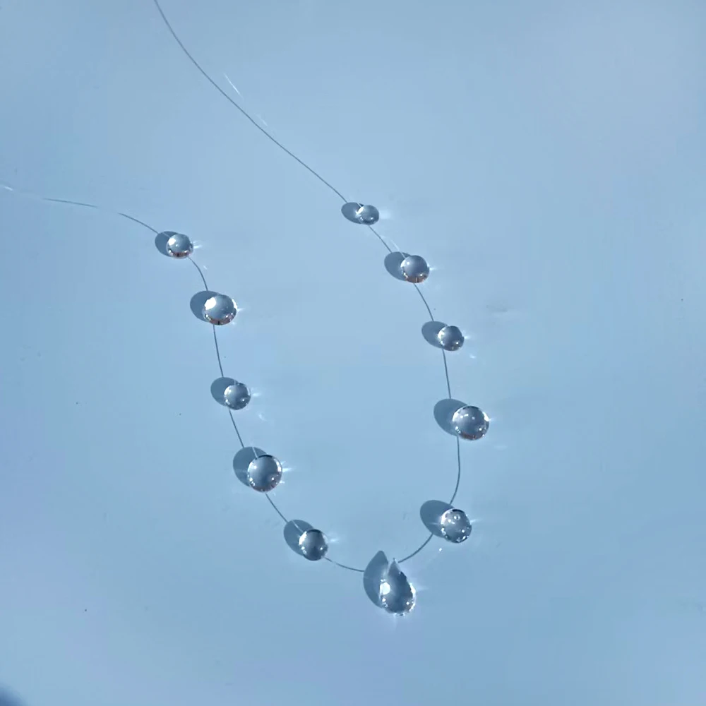 New Transparent Dewdrop Series Necklace Handmade Epoxy Resin Water Drop Collar Chain For Women Holiday Fashion Jewelry - view 5