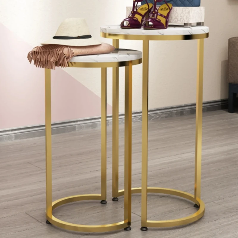 Nesting End Tables Gray-Brown Woodgrain Living Room Side Tables Metal Base Versatile Set Home Furniture Space-Saving Tables