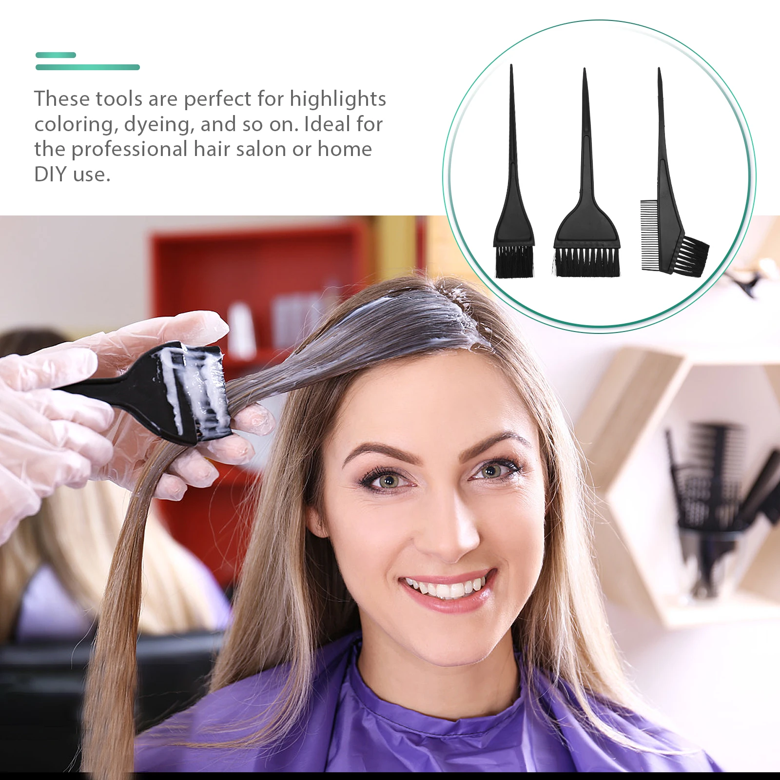 

1Set Hair Dye Kit Professional Coloring Tools Set for Home Salon Use No Mess Dyeing Experience with Bowl Comb Shawl