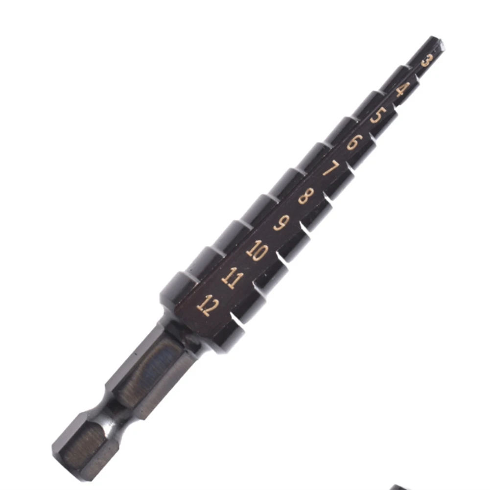 Hssストレートグルーブステップドリルビット、ナイトライドツイストドリル、ウッドメタルホールカッター、コアドリルツール、3-12、4-12、4-20mm、4個