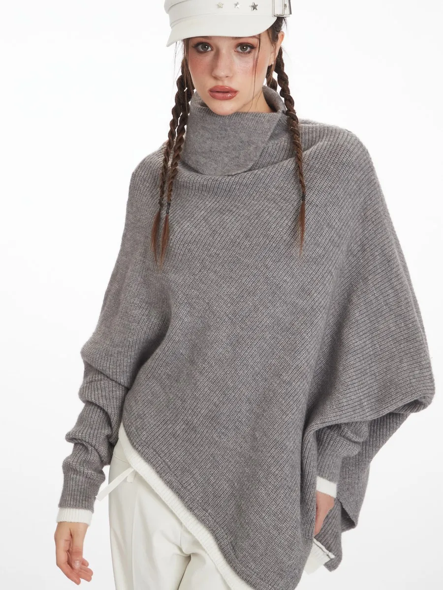 

Asymmetrical Patchwork Designer Winter Clothes Women Oversized Sweaters Long Sleeve Tops Office Ladies Goth Y2k Streetwear