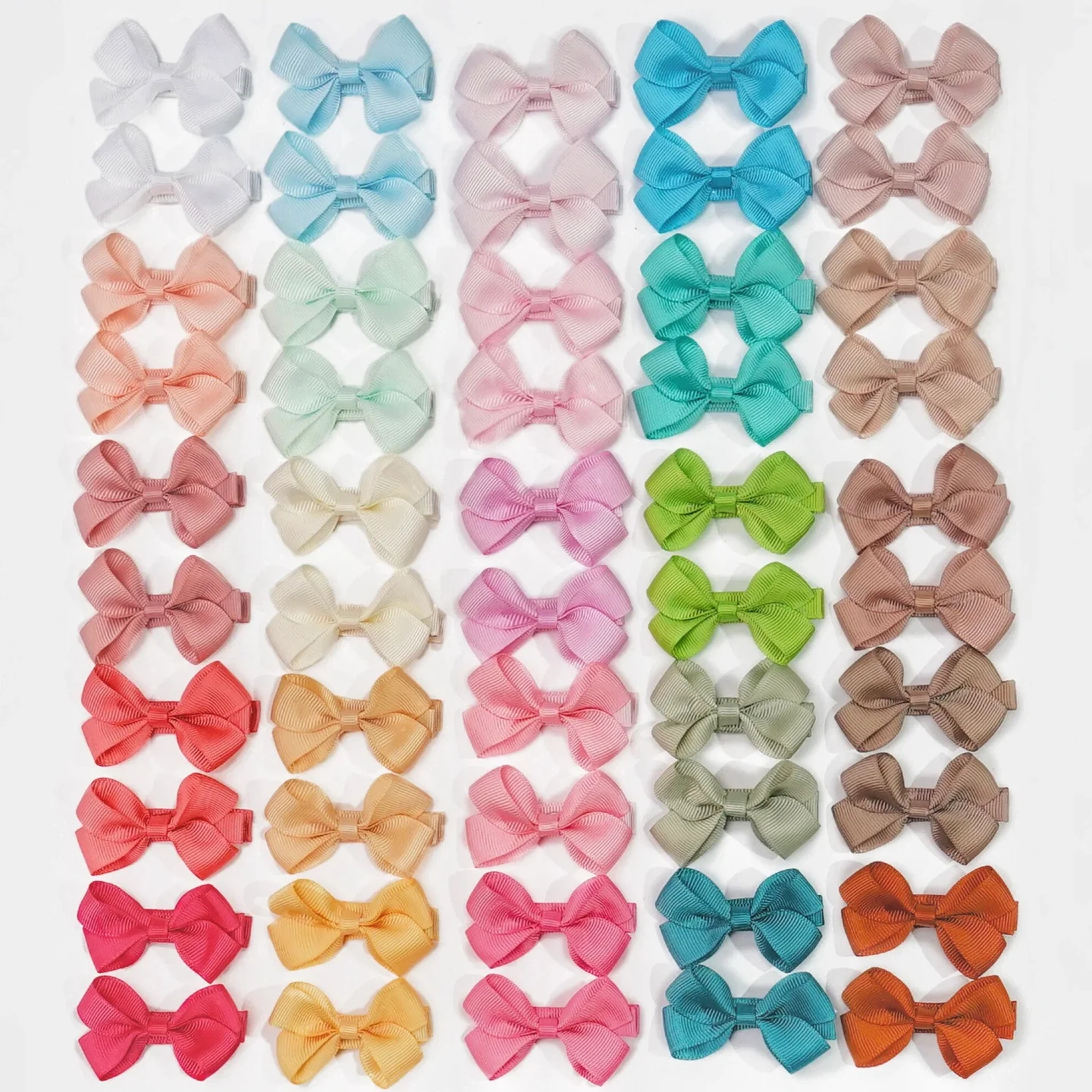 10Pcs Tiny Baby Bows Clips Fully Covered 2 Inch Hair Bows Barrettes Clips Hair Accessories for Baby Girls Infants Toddlers