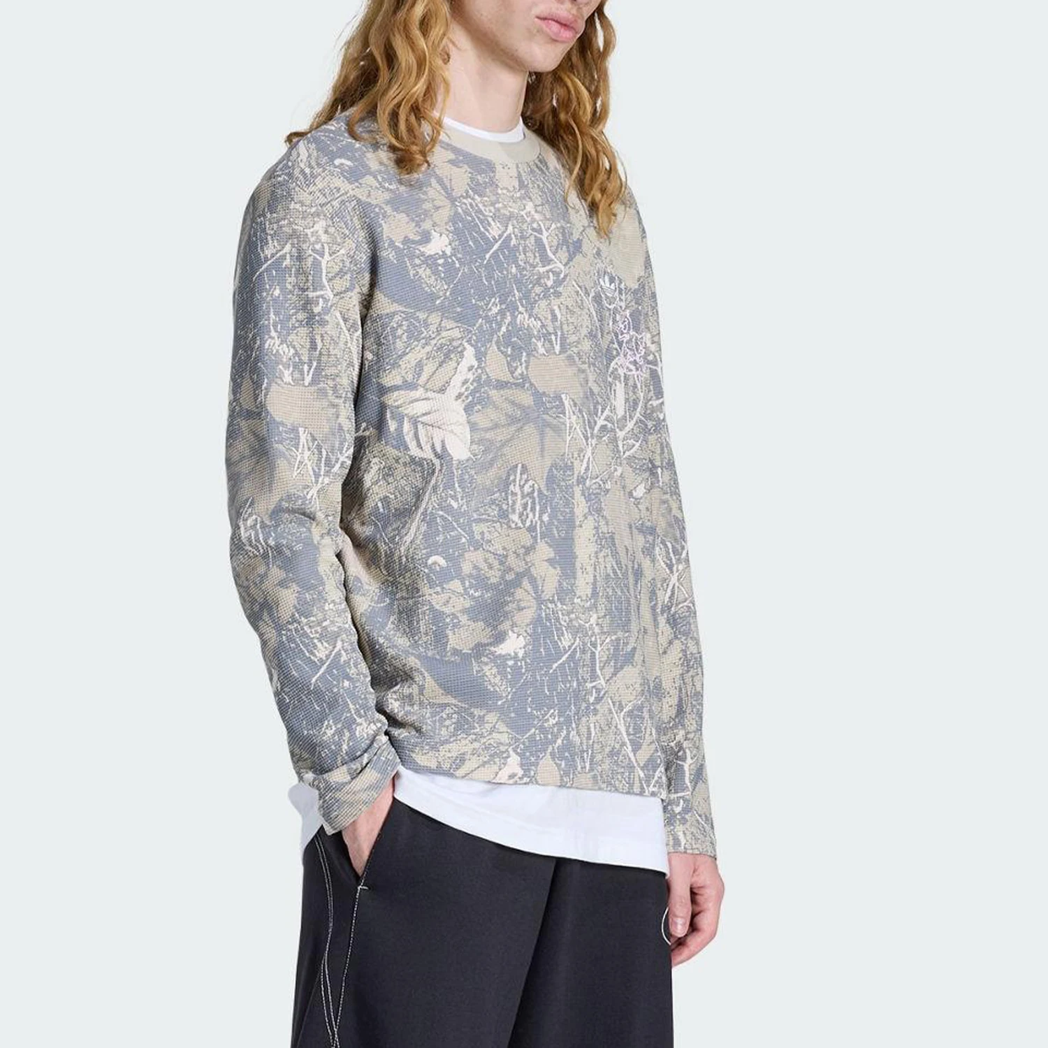 Adidas Originals Trefoil Mens Round Neck Printed Long Sleeve Top KG6434